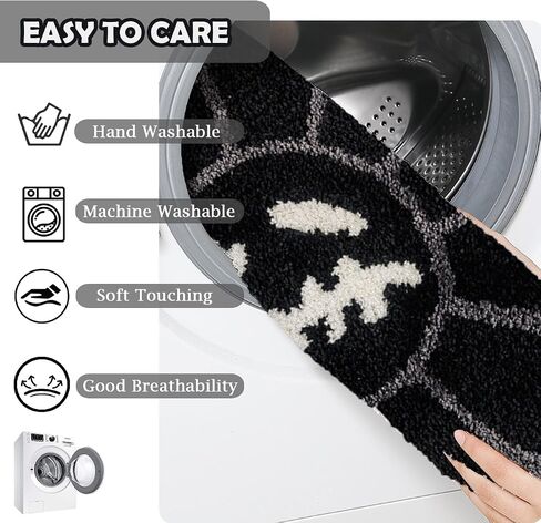 Trippy Flower Rug Cute Ghost Face Bathroom Rug Horror Goth Non-Slip Shower Floor Mats Soft Plush Bedroom Aesthetic Decor Carpet Washable Door Mat for Kitchen Entryway (Black,2 x 2FT) in Saudi Arabia