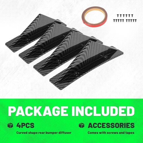 HECASA 4PCS السيارة العالمية الخلفية الخلفية السفلى من الجناح الشفة جناح الناشر الشفة المنحنية شكل سمك القرش المفسد حامي الشفاه الشفاه in Saudi Arabia