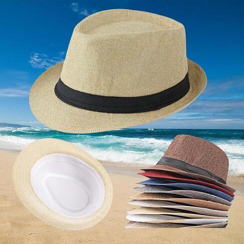 Unisex Classic 1920s Fedora Hat Short Brim Panama Trilby Hat Summer Beach Cap for Men Women in Saudi Arabia