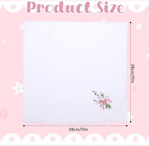 Ladies Cotton Handkerchiefs Flower Embroidered with Lace Ladies' Vintage Floral Lace Handkerchiefs for Wedding Party (6 Pack) in Saudi Arabia