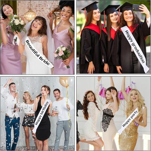 JIEYAO 25 Pcs White Sashes Blank, DIY Bride Pageant Sashes Blank Satin Sash Plain Custom Sash for Homecoming Prom Party Decor in Saudi Arabia