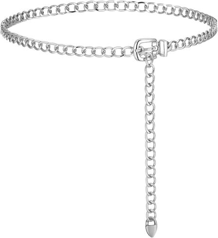 Chain Belt for Women Waist Size 32-37", Metal Waist Chains Belt Adjustable Chain Belts for Dress Jeans in Kuwait