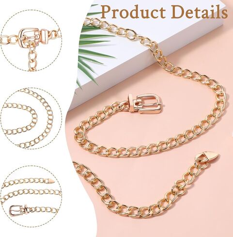 Chain Belt for Women Waist Size 32-37", Metal Waist Chains Belt Adjustable Chain Belts for Dress Jeans in Kuwait