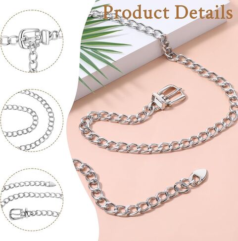 Chain Belt for Women Waist Size 32-37", Metal Waist Chains Belt Adjustable Chain Belts for Dress Jeans in Kuwait