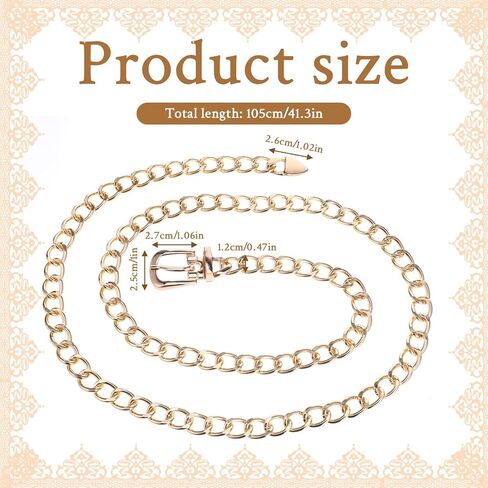 Chain Belt for Women Waist Size 32-37", Metal Waist Chains Belt Adjustable Chain Belts for Dress Jeans in Kuwait