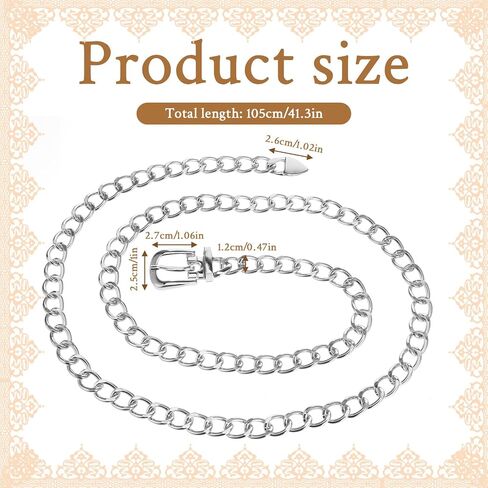 Chain Belt for Women Waist Size 32-37", Metal Waist Chains Belt Adjustable Chain Belts for Dress Jeans in Kuwait
