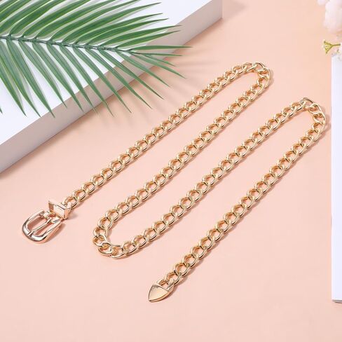 Chain Belt for Women Waist Size 32-37", Metal Waist Chains Belt Adjustable Chain Belts for Dress Jeans in Kuwait