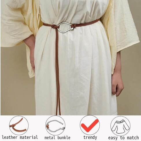 Rope Belts for Women Boho Thin Black Leather Tie Belt with Gold Buckle for Formal Costume Dresses Skirt Jeans Pants in Saudi Arabia