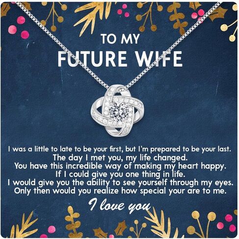 Larvincy To My Future Wife Necklace With Heartfelt Message & Elegant Box - Valentines Gifts For Her, Sentimental Jewelry Gift For Bride-to-be, Fiance, Soulmate On Birthday, Anniversary in Kuwait
