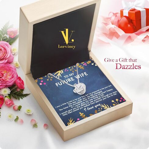 Larvincy To My Future Wife Necklace With Heartfelt Message & Elegant Box - Valentines Gifts For Her, Sentimental Jewelry Gift For Bride-to-be, Fiance, Soulmate On Birthday, Anniversary in Kuwait