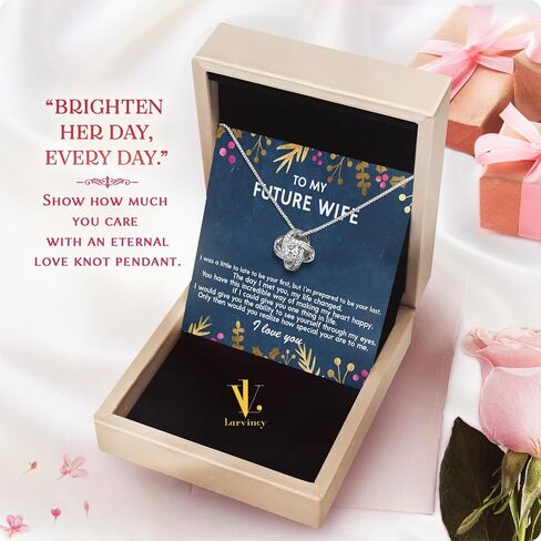 Larvincy To My Future Wife Necklace With Heartfelt Message & Elegant Box - Valentines Gifts For Her, Sentimental Jewelry Gift For Bride-to-be, Fiance, Soulmate On Birthday, Anniversary in Kuwait