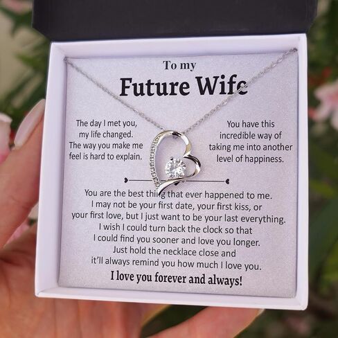 Larvincy To My Future Wife Necklace With Heartfelt Message & Elegant Box - Valentines Gifts For Her, Sentimental Jewelry Gift For Bride-to-be, Fiance, Soulmate On Birthday, Anniversary in Kuwait