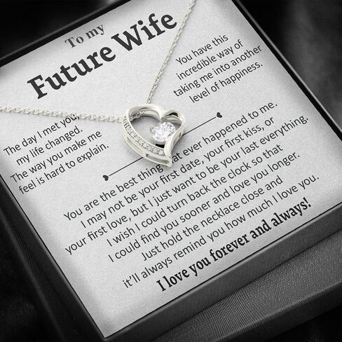 Larvincy To My Future Wife Necklace With Heartfelt Message & Elegant Box - Valentines Gifts For Her, Sentimental Jewelry Gift For Bride-to-be, Fiance, Soulmate On Birthday, Anniversary in Kuwait
