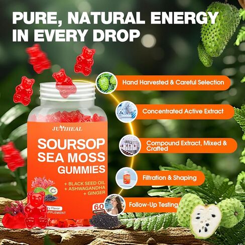 17-in-1 Soursop Detox Liquid Drop ، 1900mg Soursop Bitters Liquid مع الفحم المنشط والزيوليت والطين البنتونيت ، شلوريلا ، prebiotics لأمعاء الكبد الهضمي إزالة السموم من المناعة in Kuwait
