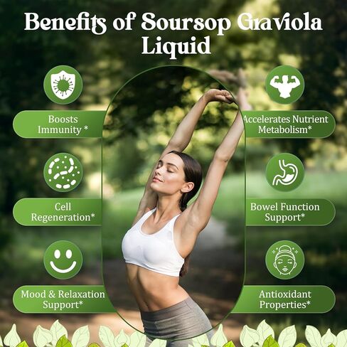 17-in-1 Soursop Detox Liquid Drop, 1900MG Soursop Bitters Liquid with Activated Charcoal, Zeolite & Bentonite Clay, Chlorella, Prebiotics for Liver Gut Digestive Toxin Detox Cleanse Immune Boost in Kuwait