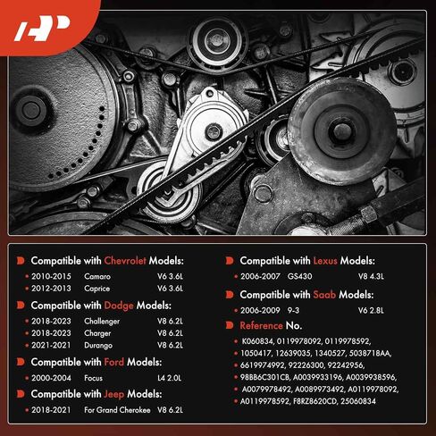 A-Premium Engine Serpentine Drive Belt Compatible with Chevrolet, Dodge, Ford, Jeep, Lexus & Saab Cars - Grand Cherokee 2018-2021, Camaro, Caprice, Challenger, Charger, Durango, Focus, GS430, 9-3 in Saudi Arabia