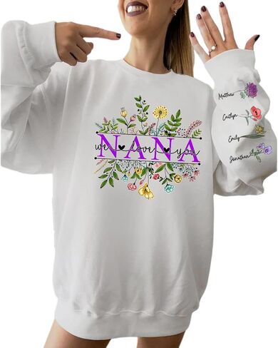 NAZENTI I Wear My Heart on My Sleeve - Custom Women Sweatshirt, with Names on the Sleeve, available for T shirt in Saudi Arabia