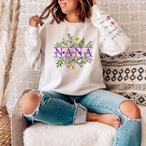 NAZENTI I Wear My Heart on My Sleeve - Custom Women Sweatshirt, with Names on the Sleeve, available for T shirt in Saudi Arabia