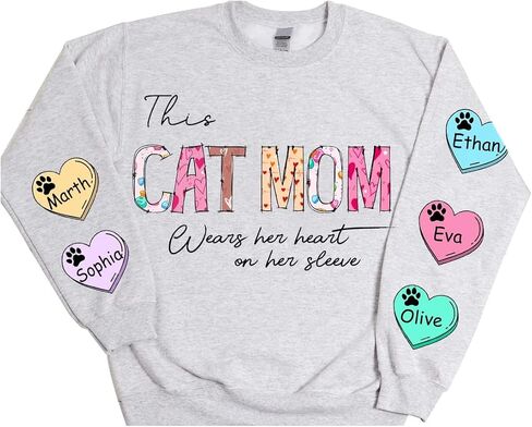 NAZENTI I Wear My Heart on My Sleeve - Custom Women Sweatshirt, with Names on the Sleeve, available for T shirt in Saudi Arabia