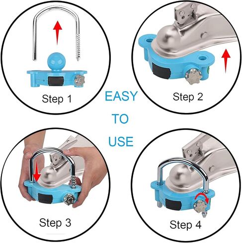 Black Trailer Hitch Lock with Combination Lock, fit 1-7/8", 2", 2-5/16" Coupler, Camper Accessories, for Trailer Truck RV SUV Boat in Saudi Arabia