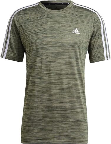 Adidas Men's 3 Stripe Tech Tee Moisture Ficking Fick Mosted Fit 1465164 (Mel Oxide Mel ، Medium) in Saudi Arabia