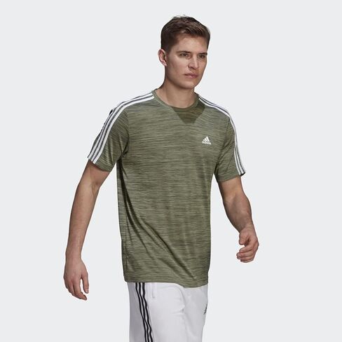 Adidas Men's 3 Stripe Tech Tee Moisture Ficking Fick Mosted Fit 1465164 (Mel Oxide Mel ، Medium) in Saudi Arabia