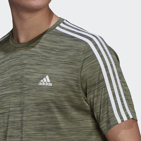 Adidas Men's 3 Stripe Tech Tee Moisture Ficking Fick Mosted Fit 1465164 (Mel Oxide Mel ، Medium) in Saudi Arabia