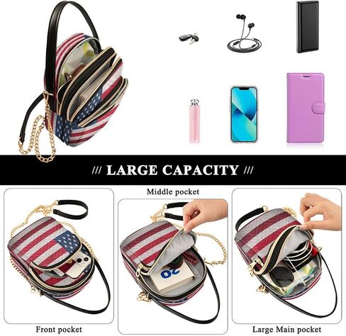 Alaza Fashion American Flag Crossbody Bag Counter Leather Leather Leather Parse for Women in Kuwait