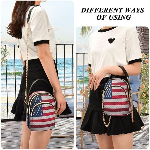 Alaza Fashion American Flag Crossbody Bag Counter Leather Leather Leather Parse for Women in Kuwait