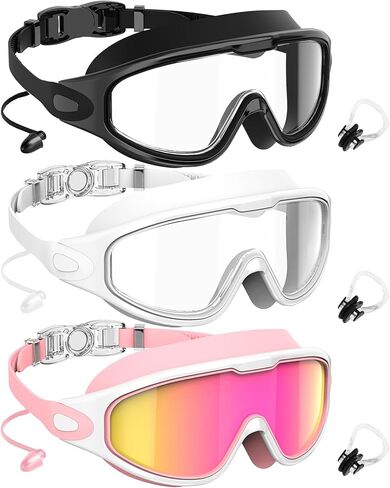 نظارات السباحة للنساء البالغات من NSSIW للرجال: نظارات سباحة مضادة للضباب مع الأشعة فوق البنفسجية 400 وعدم التسرب in Kuwait