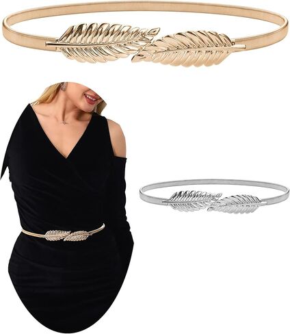 onenine Gold belt for women's dress,elastic pendant chain belt,gold chain belt, Gold & Silve in Kuwait