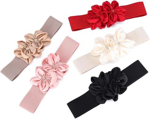 Wedding Bridal Belt Widened Elastic Flower Sash Women Artificial Flower Belt in Saudi Arabia