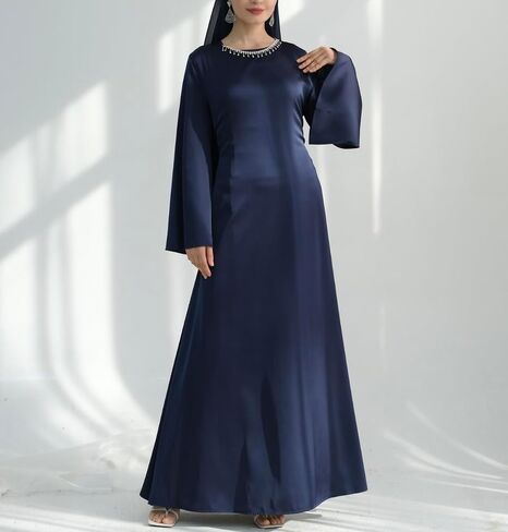 Hanimeli Women's Satin Corset Evening Gown with Removable Cape Long Sleeves Maxi Dress Elegant Abaya for Eid Weddings Prom in Saudi Arabia