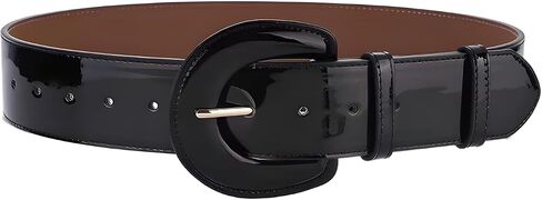 Womens 2In Wide Patent Leather Waist Belt For Dresses Coat With Big Buckle - Ladies Fashion Waistbands Belts in Kuwait