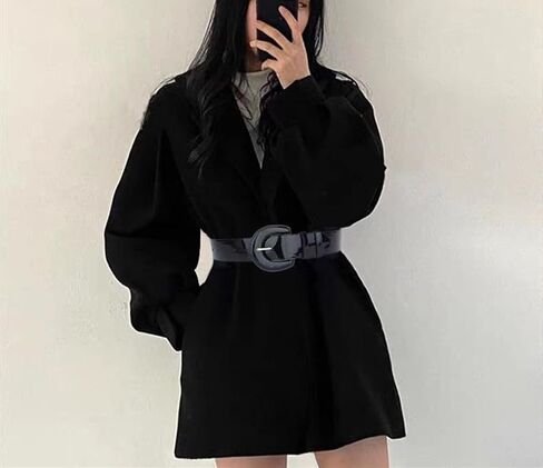 Womens 2In Wide Patent Leather Waist Belt For Dresses Coat With Big Buckle - Ladies Fashion Waistbands Belts in Kuwait