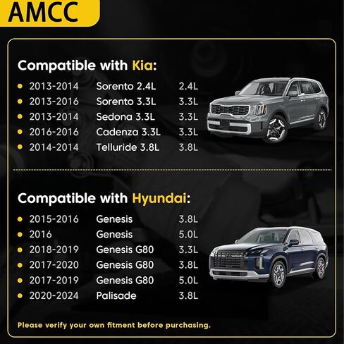 مرشح زيت AMCC الكامل تجمعات التجميع متوافقة مع Hyundai Palisade 20-24 Genesis G80 17-20 Fits Kia Cadenza Sedona Sorento 17-21 Telluride 20-24 استبدال: 26345-3LAA0 26345 36AA0 in Kuwait