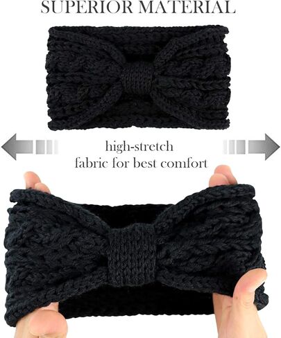 DRESHOW Knit Crochet Headband for Women Ear Warmer Soft Turban Stretch Warmer Headbands Winter Fashion Head Wrap in Kuwait