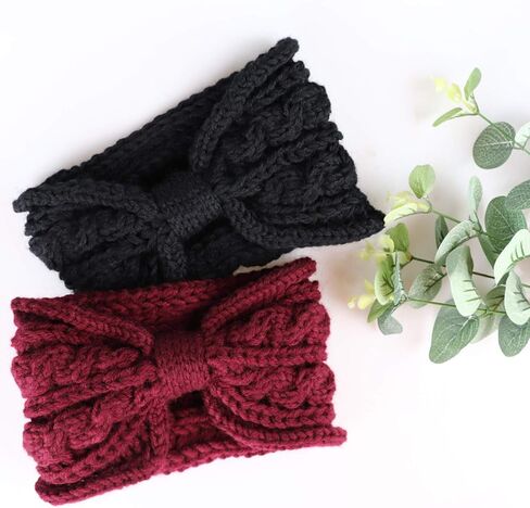 DRESHOW Knit Crochet Headband for Women Ear Warmer Soft Turban Stretch Warmer Headbands Winter Fashion Head Wrap in Kuwait