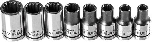 Powerbuilt 8 Piece 1/4" Dr. SAE Spline Socket Set with Storage Tray - 642053, Silver in Kuwait