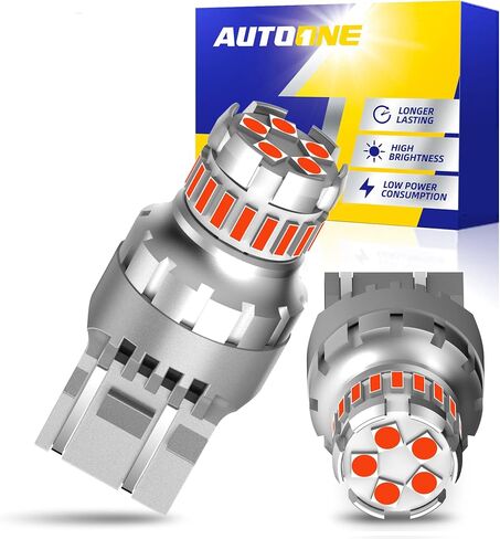 Autoone 7440 7443 LED لمبة للضوء العكسي 6000K أبيض ، 2800 لتر 300 ٪ أكثر إشراقًا 7441 7444 T20 W21W LED للضوء الاحتياطي ، ضوء الذيل ، ضوء الفرامل ، ضوء الدوران ، ضوء وقوف السيارات ، DRL ، حزمة 2 in Kuwait