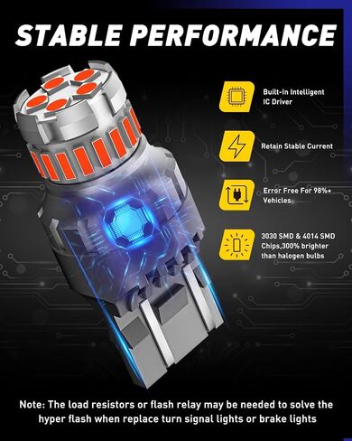 Autoone 7440 7443 LED لمبة للضوء العكسي 6000K أبيض ، 2800 لتر 300 ٪ أكثر إشراقًا 7441 7444 T20 W21W LED للضوء الاحتياطي ، ضوء الذيل ، ضوء الفرامل ، ضوء الدوران ، ضوء وقوف السيارات ، DRL ، حزمة 2 in Kuwait