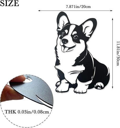 Jingtxy 3D Corgi Metal Wall Décor, Black Decorations,Unique Iron Dog Statue,Great Gifts for Corgi Lovers,Dog Room Decor,Cartoon Animal 3d Wall Art for Bedroom,LivingRoom in Saudi Arabia
