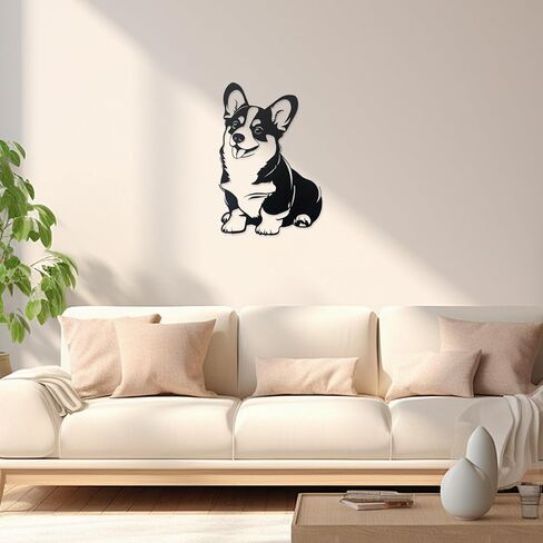 Jingtxy 3D Corgi Metal Wall Décor, Black Decorations,Unique Iron Dog Statue,Great Gifts for Corgi Lovers,Dog Room Decor,Cartoon Animal 3d Wall Art for Bedroom,LivingRoom in Saudi Arabia