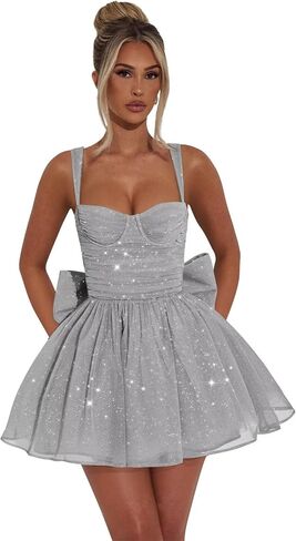 Sparkly Tulle Homecoming Dresses 2025 Mini Short Tight A-Line Formal Evening Cocktail Dress with Bow in Saudi Arabia