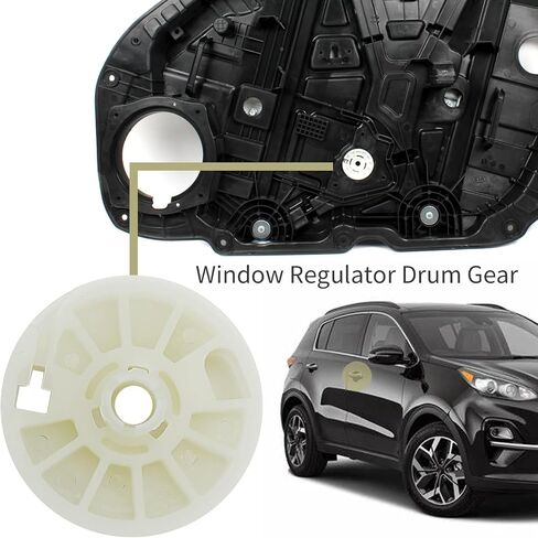 2 Pcs 83471-D4000 Left and Right Rear Window Regulator Drum Gear Spool, Replacement for Hyundai Tucson 2016 2017 2018 2019 2020, Replaces 83481-D4000 in Saudi Arabia