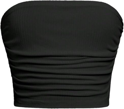 Top Floerns Girl's Brandless Bracked Top Top Kids Basic Inted Ruched Bandeau Tops in Saudi Arabia