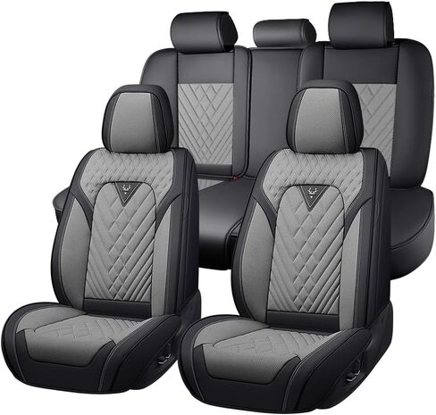 Car Seat Covers for Toyota Corolla 1999-2025, Premium Nappa Leather Waterproof & Anti-Slip, Full Coverage Customized fit Toyota Corolla Seat Covers Full Set (5 Seats Standard,Black-Gray) in Saudi Arabia