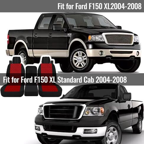 Front 40/20/40 Heavy-Duty Oxford Fabric Seat Covers Compatible with Ford F150 XL/Standard Cab 2004-2008, Split Bench with Integrated Seatbelts & Solid Armrest-Gray in Kuwait