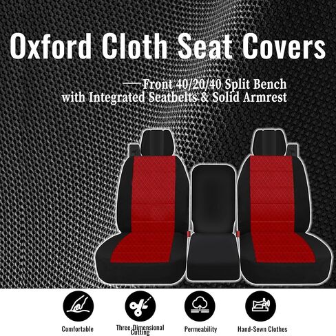 Front 40/20/40 Heavy-Duty Oxford Fabric Seat Covers Compatible with Ford F150 XL/Standard Cab 2004-2008, Split Bench with Integrated Seatbelts & Solid Armrest-Gray in Kuwait