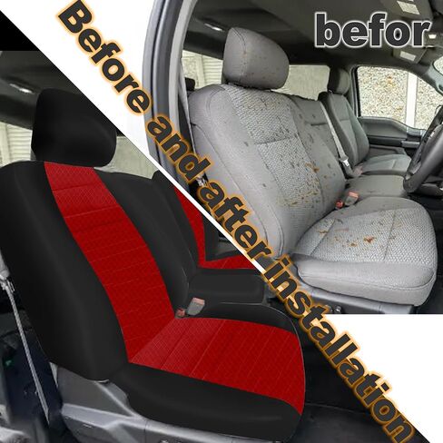 Front 40/20/40 Heavy-Duty Oxford Fabric Seat Covers Compatible with Ford F150 XL/Standard Cab 2004-2008, Split Bench with Integrated Seatbelts & Solid Armrest-Gray in Kuwait